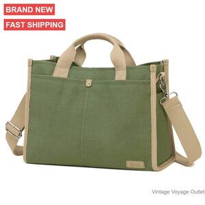 Large Canvas Tote Bag with Pockets, Adjustable Strap for Work Travel Everyday